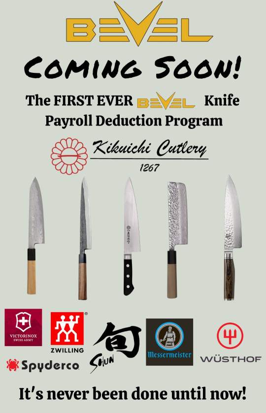 Coming Soon! The First Ever Knife Payroll Deduction Program. Kikuichi Cutlery.